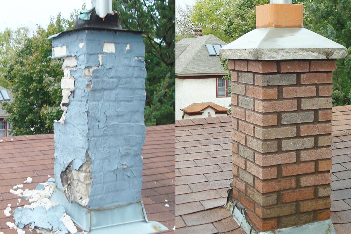 Chimney repair and brick restoration work