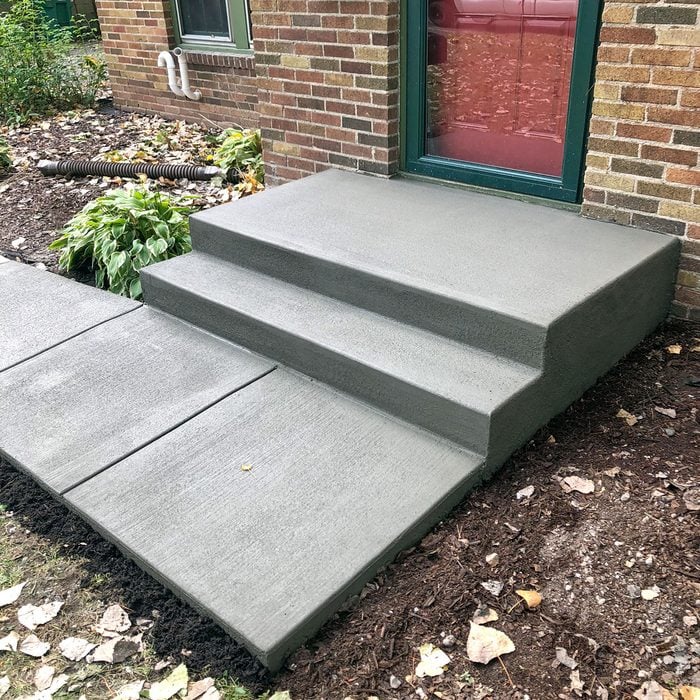 Concrete front steps and landing